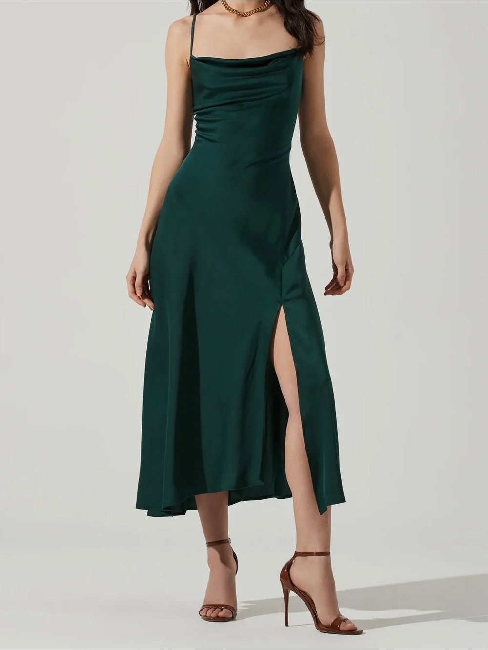 ASTR Gaia Midi Dress - Hunter Green / S